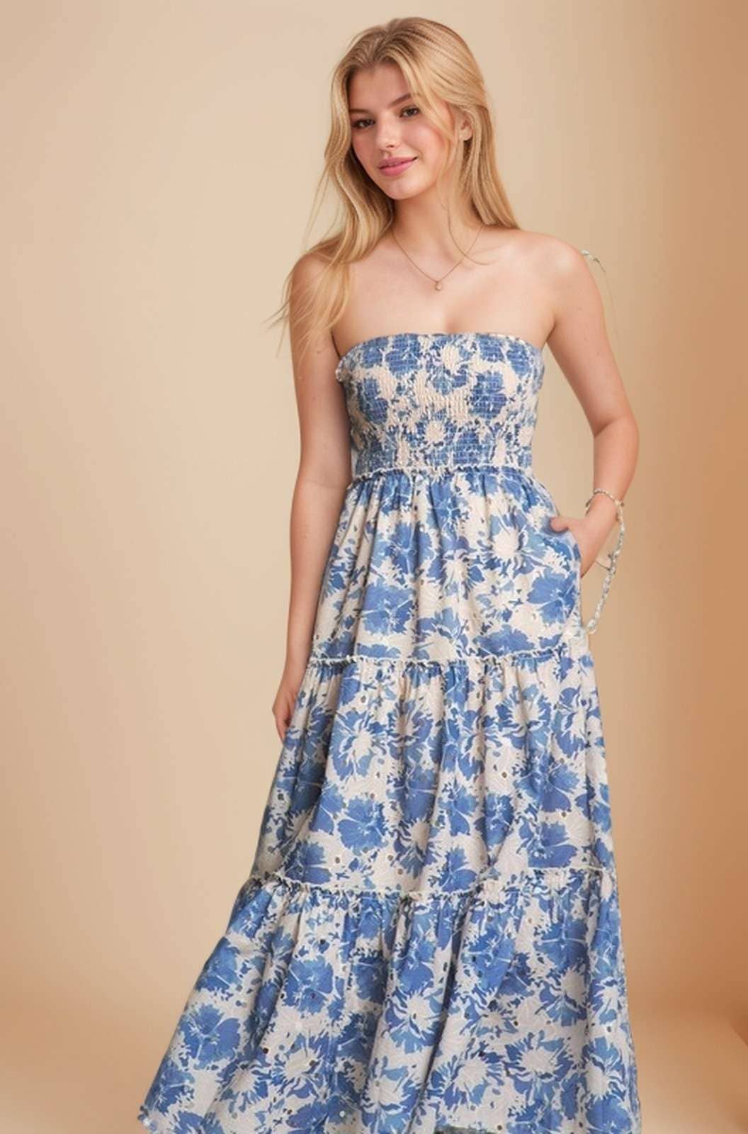 Blue & White Floral Dress