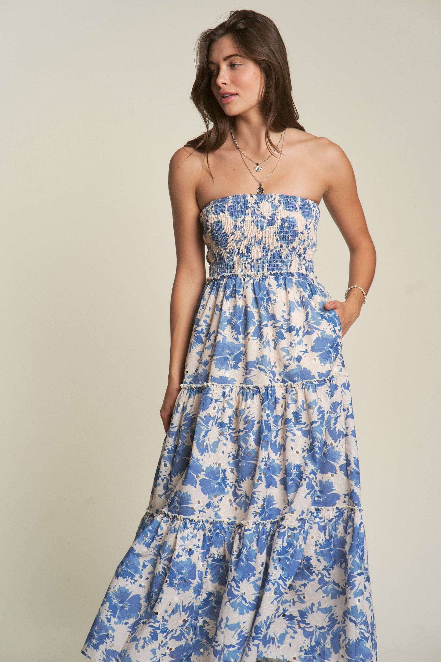 Blue & White Floral Dress