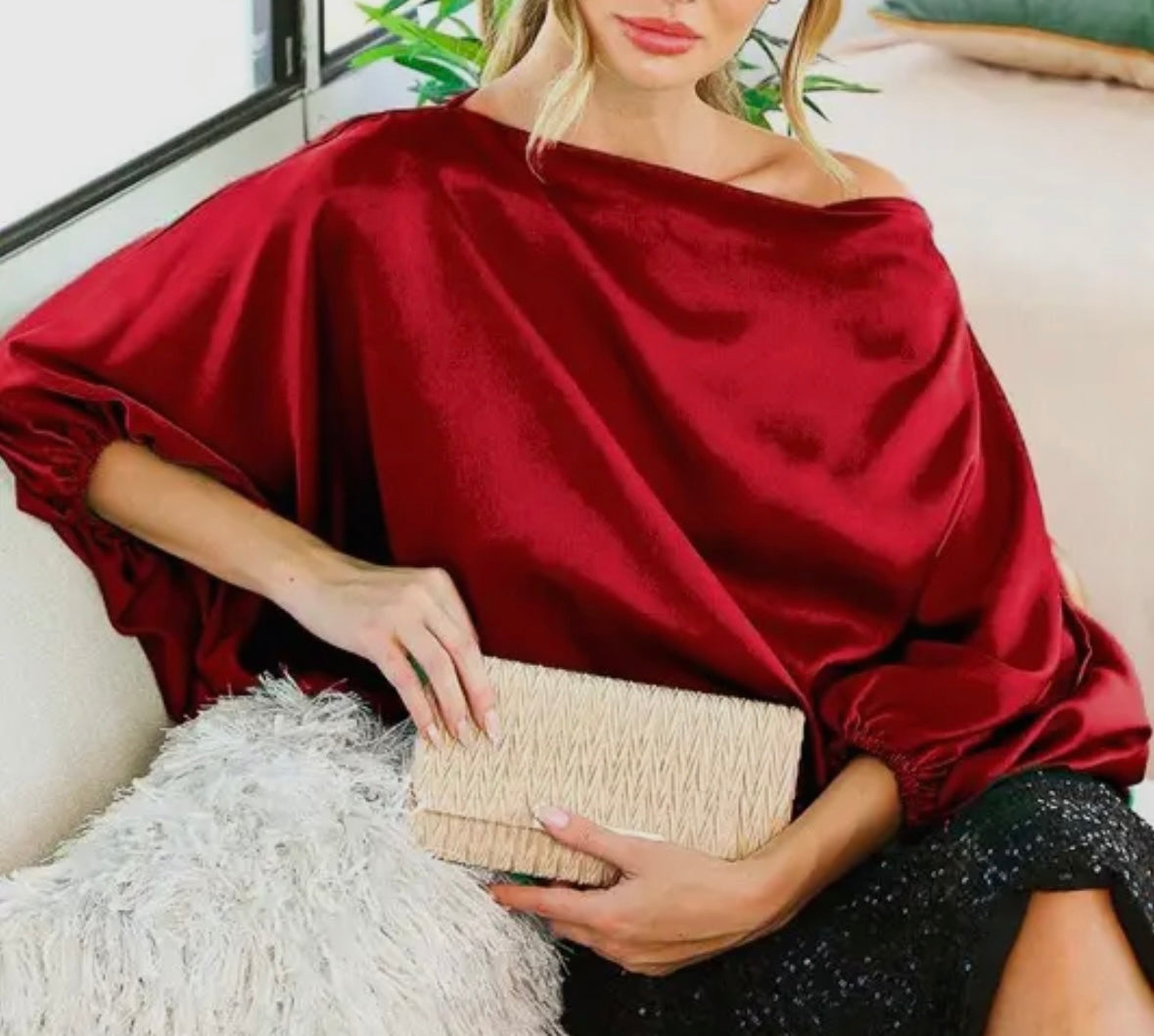 Red Satin Top
