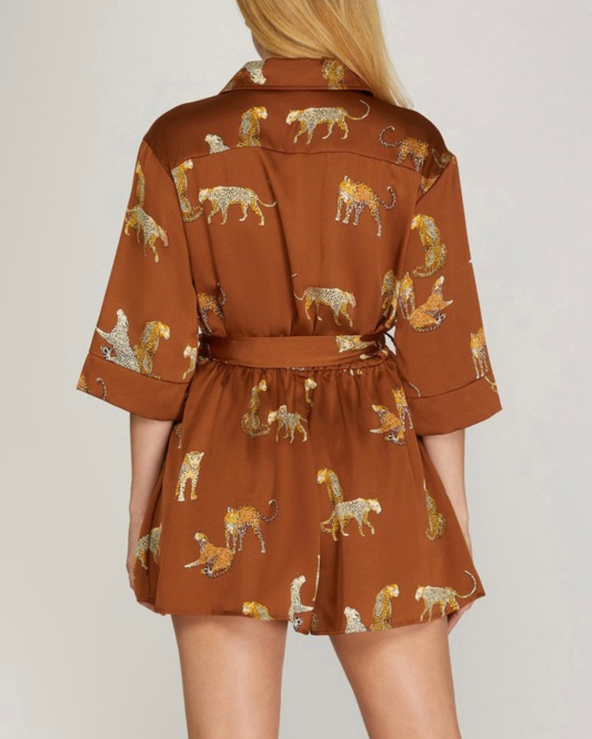 Rust Leopard Romper