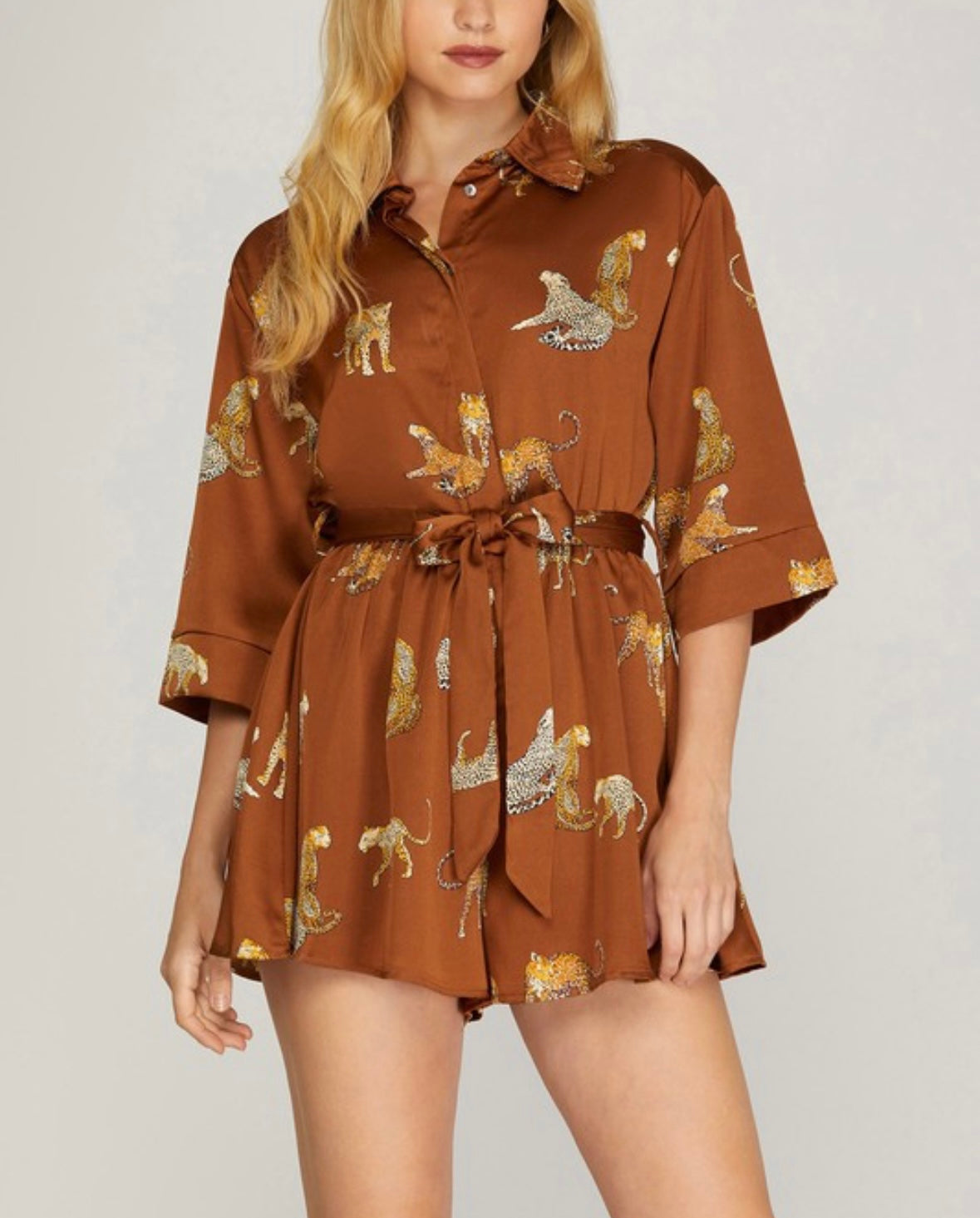 Rust Leopard Romper