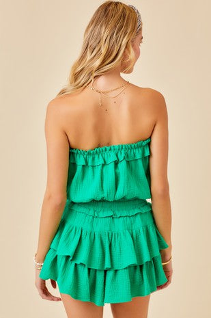 Green Strapless Romper