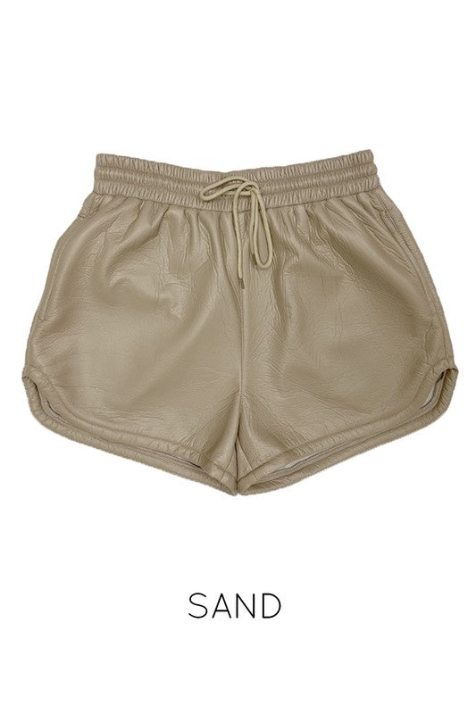 Sand Pleather Shorts