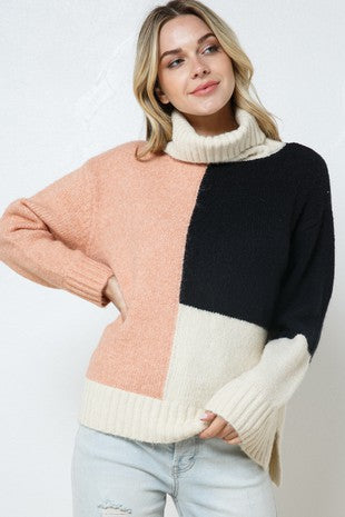 Blush Color Block Sweater