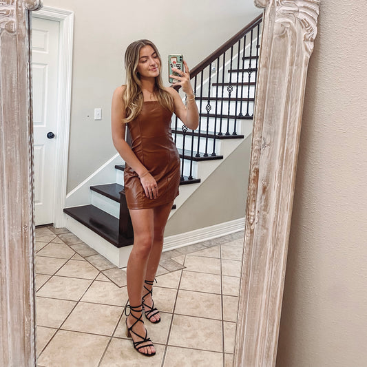 Brown Leather Dress