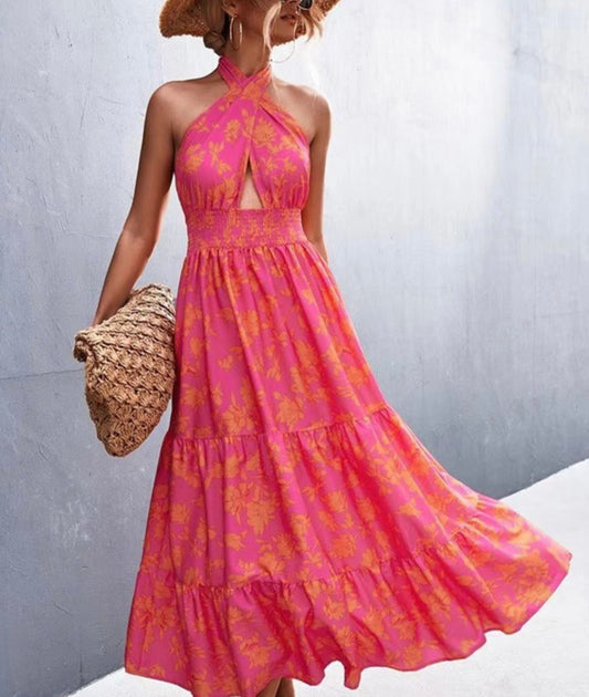 Pink & Orange Maxi Dress